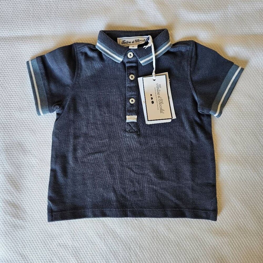 Tartine et Chocolat Baby Tresors de L Ocean Navy Polo Size 1 Month